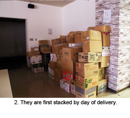 2. They are first stacked by day of delivery. 